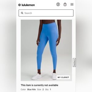 Lululemon Wunder Train High-rise Tight With Pockets 25" Blue Nile Size 2